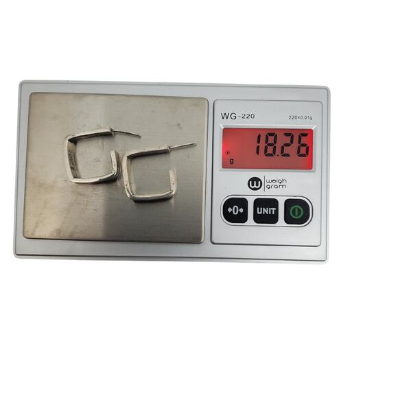 Vintage Mexican Sterling Silver Earrings Taxco 925 Hoops Modernist Brass Rivet - Picture 3 of 12